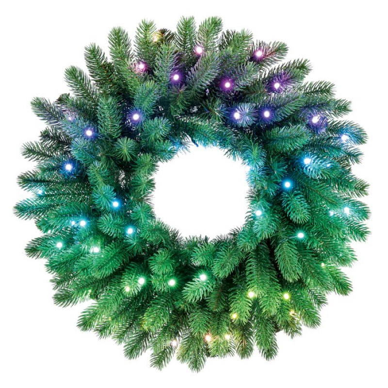 Twinkly beleuchteter Kranz 50 RGB LED, grünes Kabel, Stecker Typ C, 60 cm