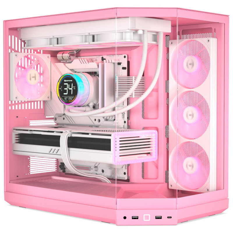 HYTE Y50 Strawberry Milk PC-Gehäuse, hellrosa, Hartglas x 3
