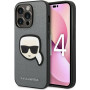 Karl Lagerfeld KLHCP14XSAPKHG Hardcase für Apple iPhone 14 Pro Max, Saffiano Karl's Head Patch, silber