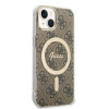 Guess GUBPP14SH4EACSW Hardcase für Apple iPhone 14 + Wireless Charger, 4G Print, MagSafe, braun