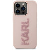 Karl Lagerfeld KLHCP15X3DMBKCP Hardcase für Apple iPhone 15 Pro Max, 3D Rubber Glitter Logo, pink
