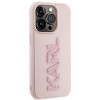 Karl Lagerfeld KLHCP15X3DMBKCP Hardcase für Apple iPhone 15 Pro Max, 3D Rubber Glitter Logo, pink