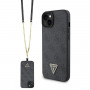 Guess GUHCP15MP4TDSCPK Apple iPhone 15 Plus / 14 Plus Hardcase, Crossbody 4G Metal Logo, Schwarz