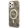 Guess GUBPP12MH4EACSW Hülle + kabelloses Ladegerät Apple iPhone 12 / iPhone 12 Pro braunes Hardcase, 4G Print, MagSafe