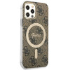 Guess GUBPP12MH4EACSW Hülle + kabelloses Ladegerät Apple iPhone 12 / iPhone 12 Pro braunes Hardcase, 4G Print, MagSafe
