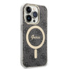 Guess GUBPP14LH4EACSK Hülle + kabelloses Ladegerät Apple iPhone 14 Pro Schwarz Hardcase, 4G Print, MagSafe