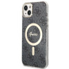 Guess GUBPP14MH4EACSK Hülle + kabelloses Ladegerät Apple iPhone 14 Plus / iPhone 15 Plus schwarz Hardcase, 4G Print, MagSafe