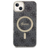 Guess GUBPP14MH4EACSK Hülle + kabelloses Ladegerät Apple iPhone 14 Plus / iPhone 15 Plus schwarz Hardcase, 4G Print, MagSafe