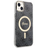 Guess GUBPP14MH4EACSK Hülle + kabelloses Ladegerät Apple iPhone 14 Plus / iPhone 15 Plus schwarz Hardcase, 4G Print, MagSafe