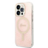 Guess GUBPP14LH4EACSP Hülle + kabelloses Ladegerät Apple iPhone 14 Pro Pink Hardcase, 4G Print, MagSafe