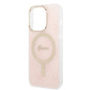 Guess GUBPP14LH4EACSP Hülle + kabelloses Ladegerät Apple iPhone 14 Pro Pink Hardcase, 4G Print, MagSafe