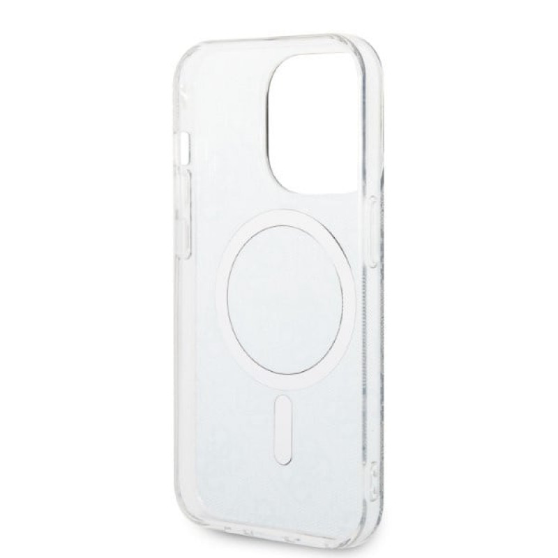 Guess GUBPP14LH4EACSB Hülle + kabelloses Ladegerät Apple iPhone 14 Pro Blau Hardcase, 4G Print, MagSafe