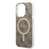 Guess GUBPP14LH4EACSW Hülle + kabelloses Ladegerät Apple iPhone 14 Pro braunes Hardcase, 4G Print, MagSafe