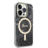 Guess GUBPP14XHMEACSK Hülle + kabelloses Ladegerät Apple iPhone 14 Pro Max schwarzes Hardcase, Marble, MagSafe