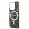 Guess GUBPP14XHMEACSK Hülle + kabelloses Ladegerät Apple iPhone 14 Pro Max schwarzes Hardcase, Marble, MagSafe