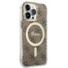 Guess GUBPP13LH4EACSW Hülle + kabelloses Ladegerät Apple iPhone 13 Pro braunes Hardcase, 4G Print, MagSafe