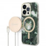 Guess GUBPP14XHJEACSA Hülle + kabelloses Ladegerät für Apple iPhone 14 Pro Max, Jungle, grüne Hardcase-Hülle, MagSafe