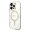 Guess GUBPP14LHMEACSH Hülle + kabelloses Ladegerät Apple iPhone 14 Pro Weiß Hardcase, Marble, MagSafe