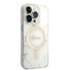 Guess GUBPP14LHMEACSH Hülle + kabelloses Ladegerät Apple iPhone 14 Pro Weiß Hardcase, Marble, MagSafe
