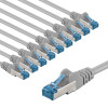 Goobay CAT 6A Patchkabel S/FTP (PiMF), 5 m, grau, 10er-Set, Kupferleiter (CU), halogenfreier Mantel (LSZH)
