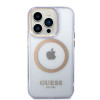 Guess GUHMP14XHTCMU Apple iPhone 14 Pro Max lila Hardcase, Gold Outline Translucent, MagSafe