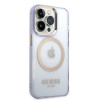 Guess GUHMP14XHTCMU Apple iPhone 14 Pro Max lila Hardcase, Gold Outline Translucent, MagSafe