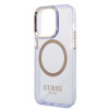Guess GUHMP14XHTCMU Apple iPhone 14 Pro Max lila Hardcase, Gold Outline Translucent, MagSafe