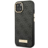 Guess GUHMP14MU4GPRK Apple iPhone 14 Plus / 15 Plus schwarzes Hardcase, 4G Logo Plate, MagSafe