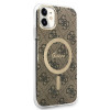 Guess GUBPN61H4EACSW Hülle + kabelloses Ladegerät für Apple iPhone 11, 4G Print, braune Hardcase, MagSafe