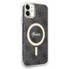 Guess GUBPN61H4EACSK Hülle + kabelloses Ladegerät für Apple iPhone 11, 4G Print, schwarze Hardcase, MagSafe