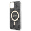Guess GUBPN61H4EACSK Hülle + kabelloses Ladegerät für Apple iPhone 11, 4G Print, schwarze Hardcase, MagSafe