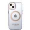 Guess GUHMP14SHTCMU Apple iPhone 14 Hardcase in Lila, Gold Outline Translucent, MagSafe