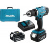 Makita DDF453RFE Akkubohrschrauber mit 2 Akkus und Schnellspannbohrfutter, schwarz/blau