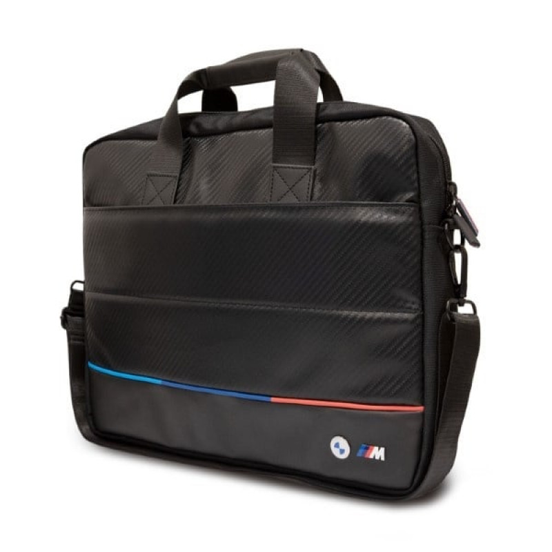BMW BMCB15PUCARTCBK Laptoptasche bis 16 Zoll, Carbon Tricolor, schwarz