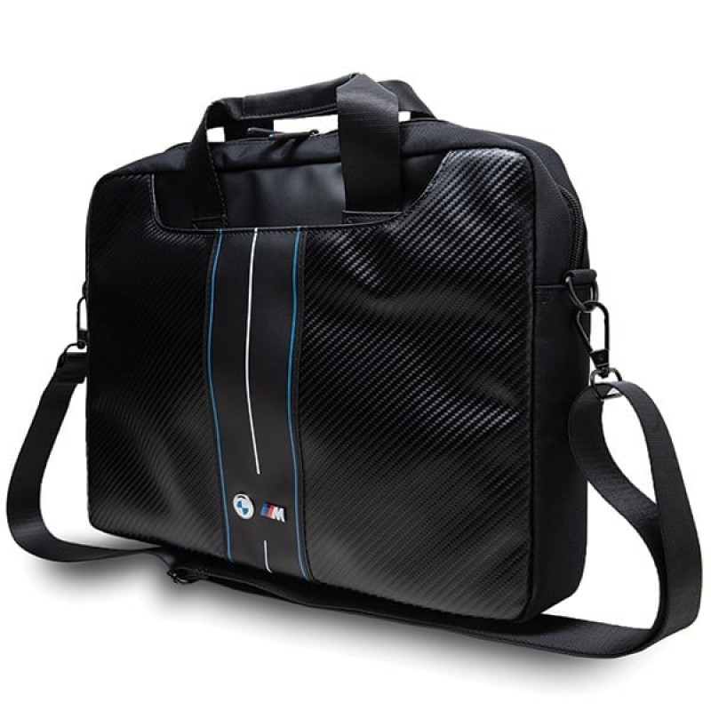 BMW BMCB15COMSCAKL Laptoptasche 15 Zoll, Carbon Blue Stripes, schwarz
