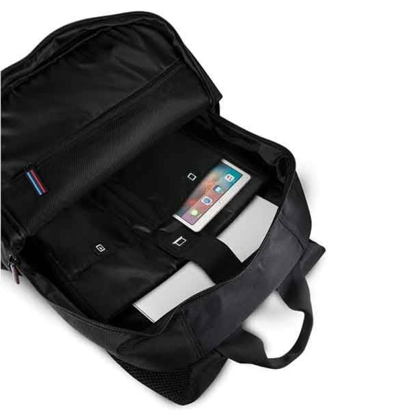 BMW BMBPCO15CAPNBK Rucksack, 16 Zoll, schwarz Carbon Navy Stripe