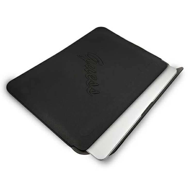 Guess GUCS13PUSASBK Saffiano Script Hülle für 13" Laptop, schwarz