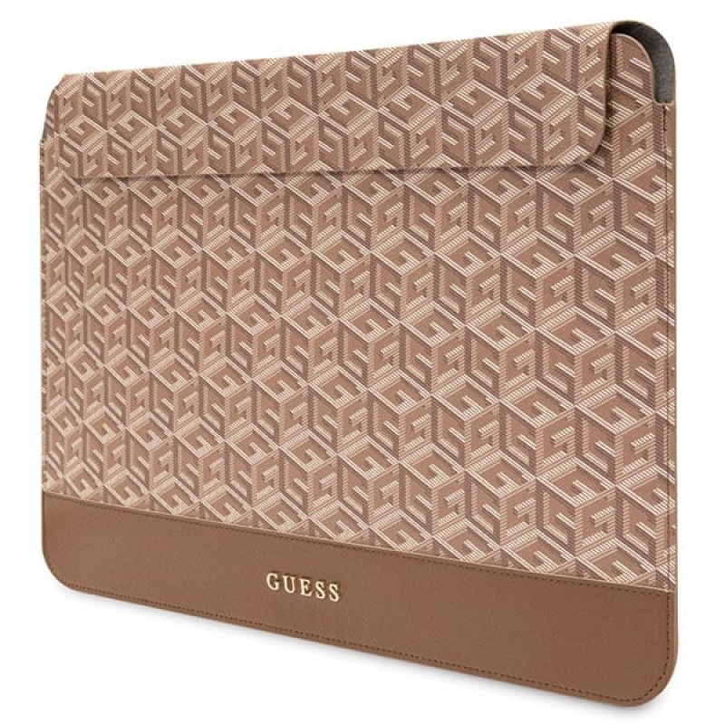Guess GUCS14HGCFSEW Laptophülle 14 Zoll, GCube Stripes, braun