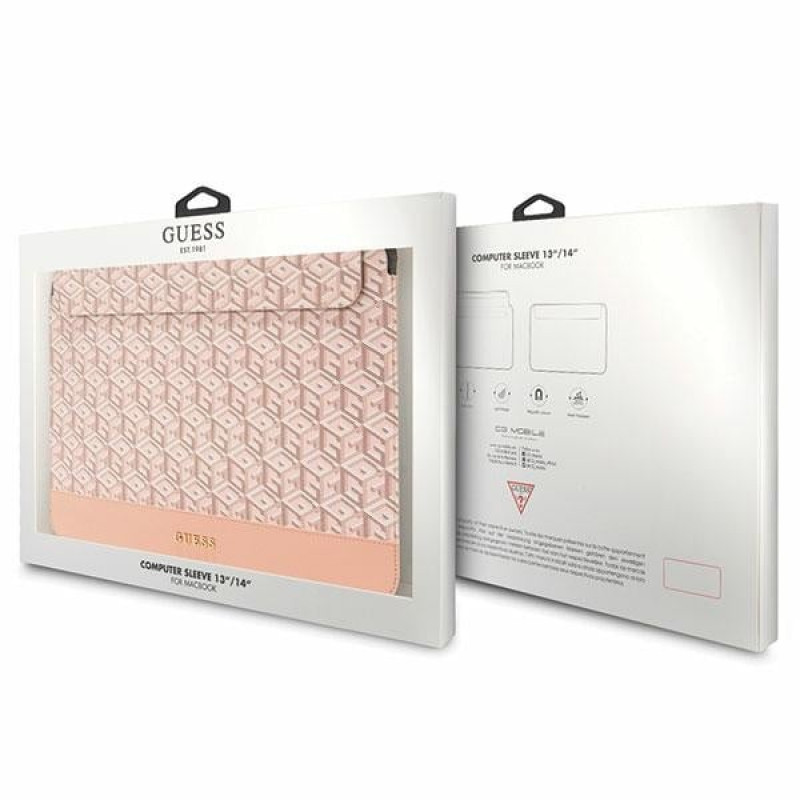 Guess GUCS14HGCFSEP Laptop-Hülle 14 Zoll, GCube Stripes, pink