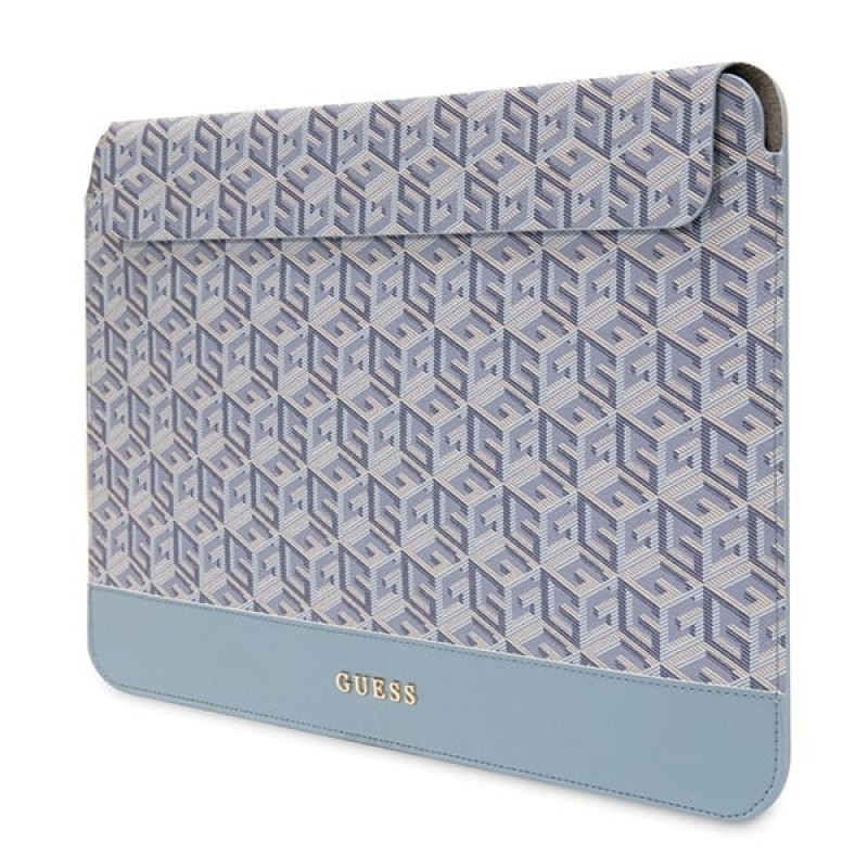 Guess GUCS14HGCFSEB Laptophülle 14 Zoll, GCube Stripes, blau