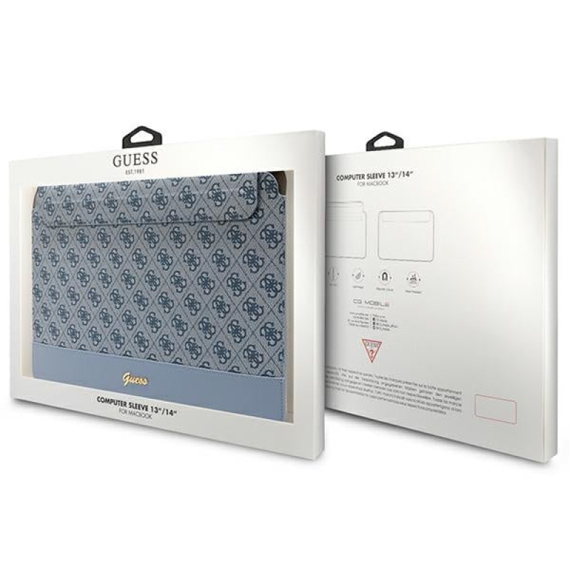 Guess GUCS14PS4SGB Laptophülle 14 Zoll, 4G Stripe Metal Logo, blau