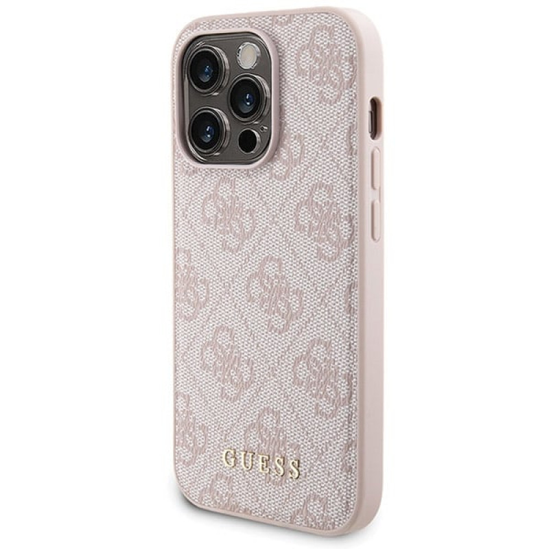 Guess GUBPM5P14L4GEMGP Apple iPhone 14 Pro Hardcase + 5000 mAh MagSafe Powerbank Set, 4G Metal Logo, Pink