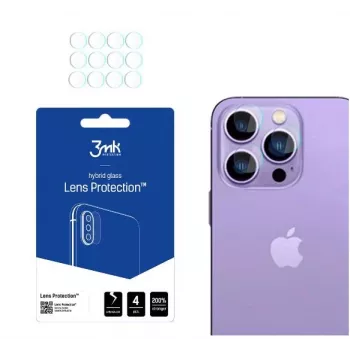 3MK Apple iPhone 14 Pro/14 Pro Max Objektivschutz - Hartglas & Aluminiumlegierung, 9H Härte, Schwarz