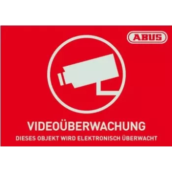ABUS AU1421 Rechteckiger rot/weißer selbstklebender Alarm-Aufkleber 74 x 52,5 mm