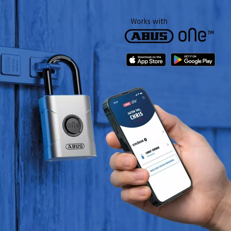 ABUS Security-Center ABEO10000 Bluetooth-Vorhängeschloss, Silber