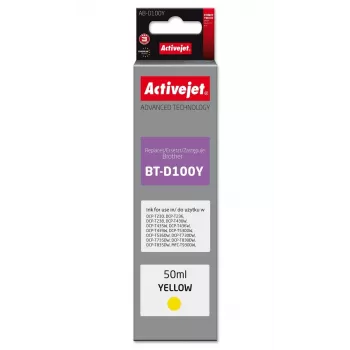 Activejet AB-D100Y Gelbe Tintenpatrone für Brother-Drucker, Ersatz für Brother BT-D100Y, Supreme-Serie, 50 ml
