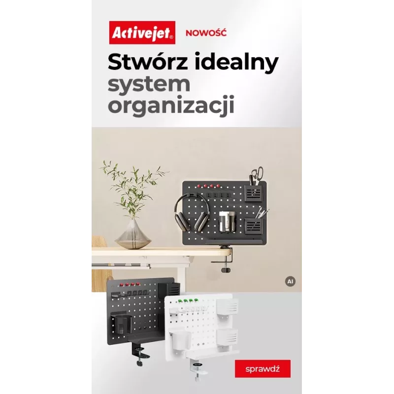 Activejet APB-002B rotierender perforierter Schreibtisch-Organizer mit Steckwand, matt schwarz