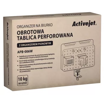 Activejet APB-006W Rotierender Steckbrett-Schreibtischorganisator, Grau & Weiß