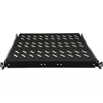 ALANTEC 19 inch 1U Auszugboden 570mm Tiefe, Schwarz, 4-Punkt-Befestigung