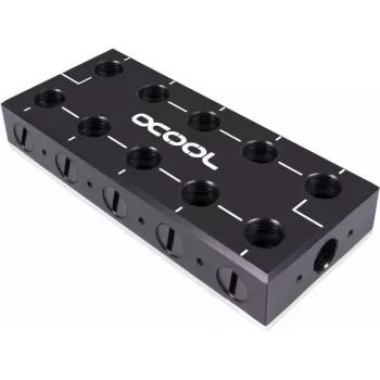 Alphacool ES Distro Plate Parallel C5 (13024), 22x G1/4, Schwarz